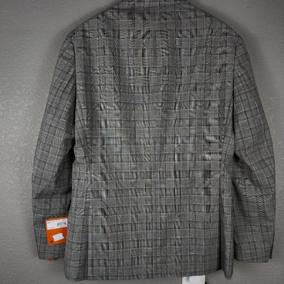 NWT Tallia Blazer Suit Coat Jacket Cream Brown Wool Blend Sportcoat 40R Large - Picture 7 of 12